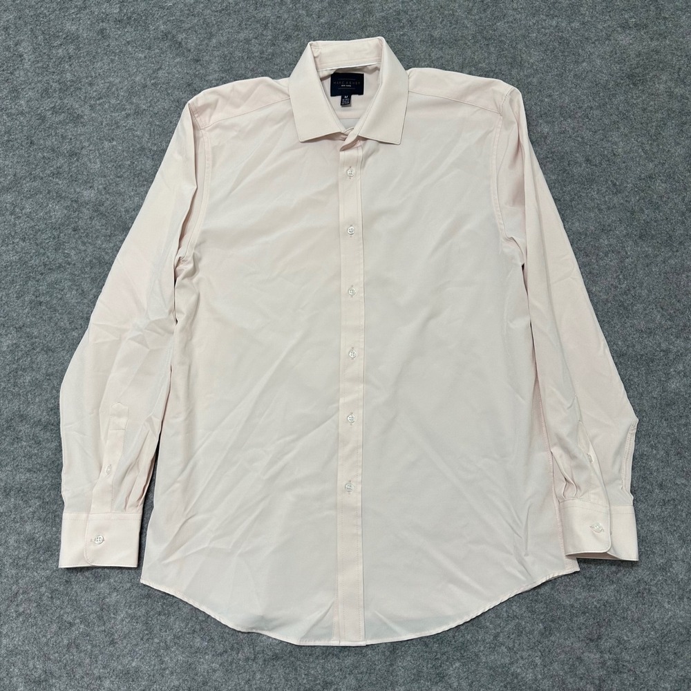 Marc Asher Dress Shirt Mens Medium Pink Long Sleeve Stretch Solid Button Up